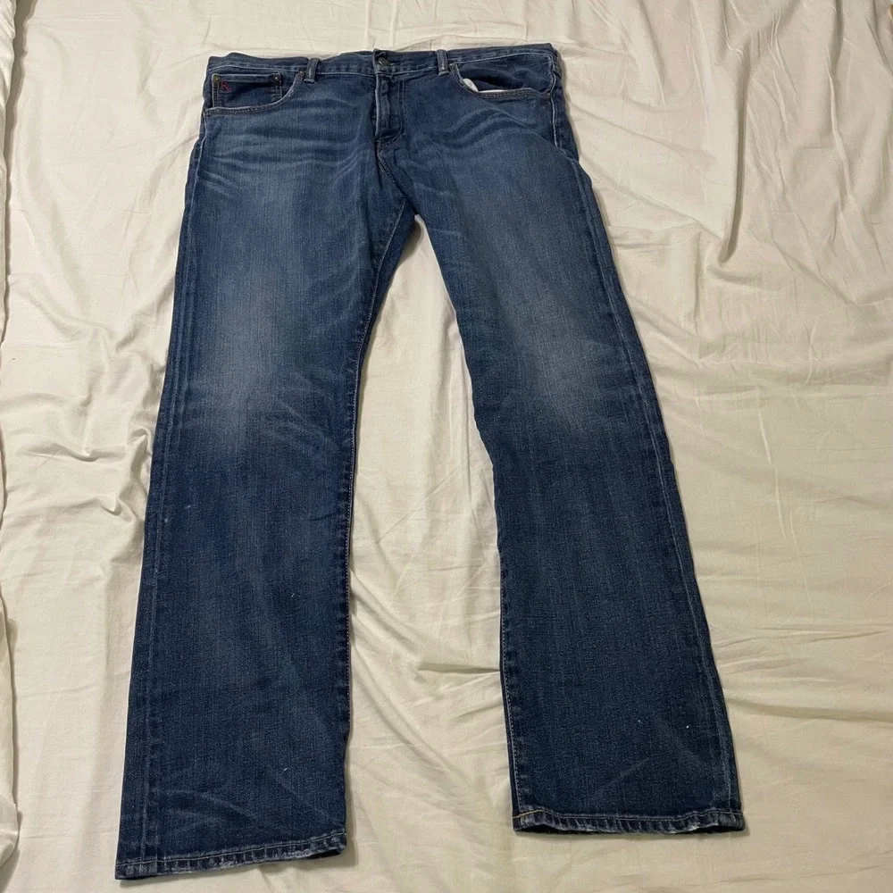 Polo Ralph Lauren Jeans Mens 38x32 Blue Varick Slim Straight Stretch Denim